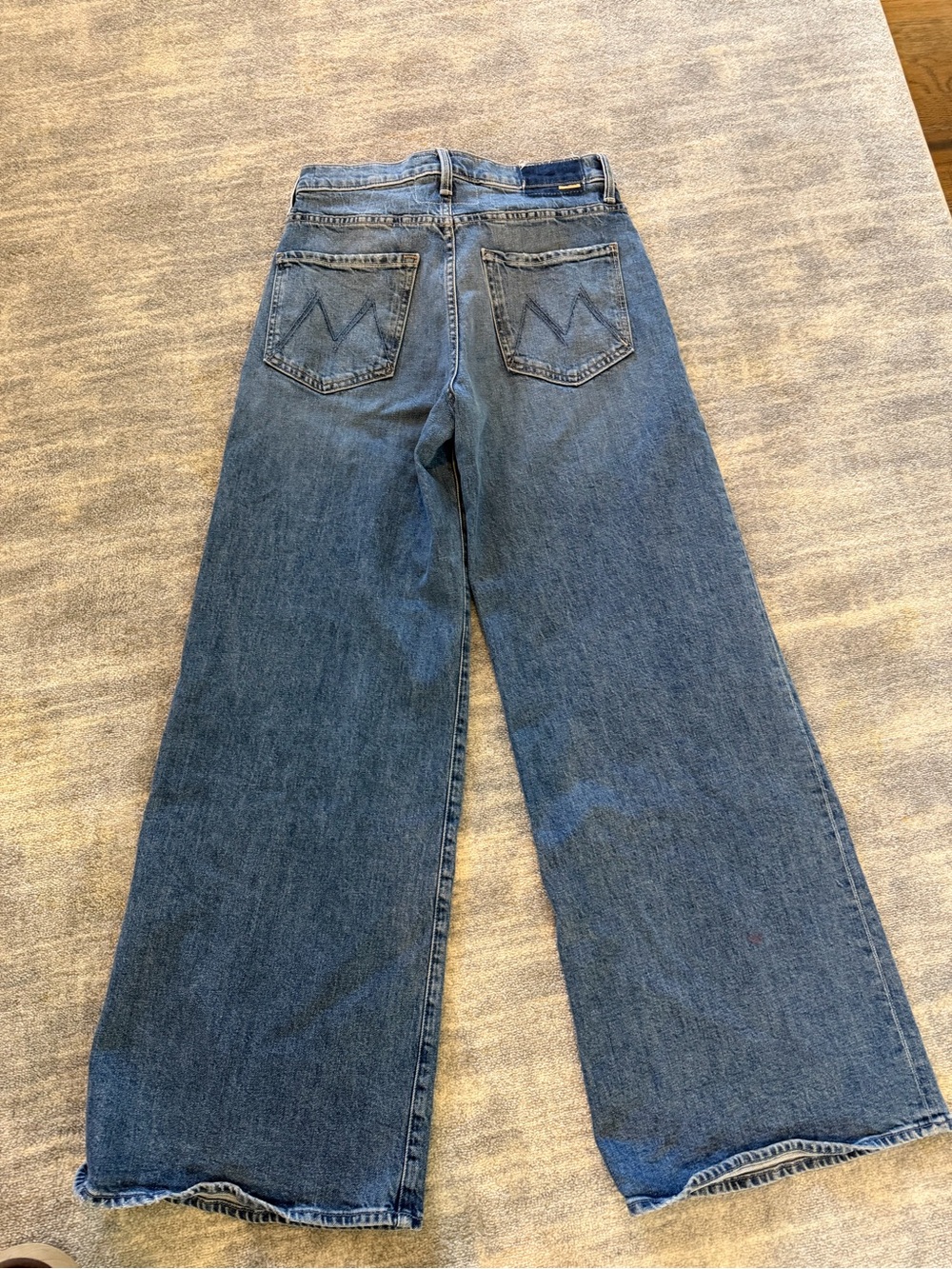 MOTHER Wide-Leg Denim Jeans - Medium Blue Wash - Picture 2 of 3